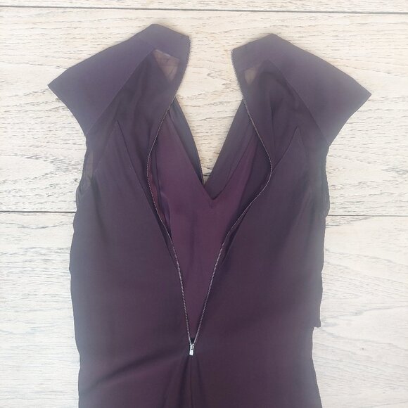 Helmut Lang silk blend drape wrap front fitted mini dress sheer back size 2 - Picture 6 of 13